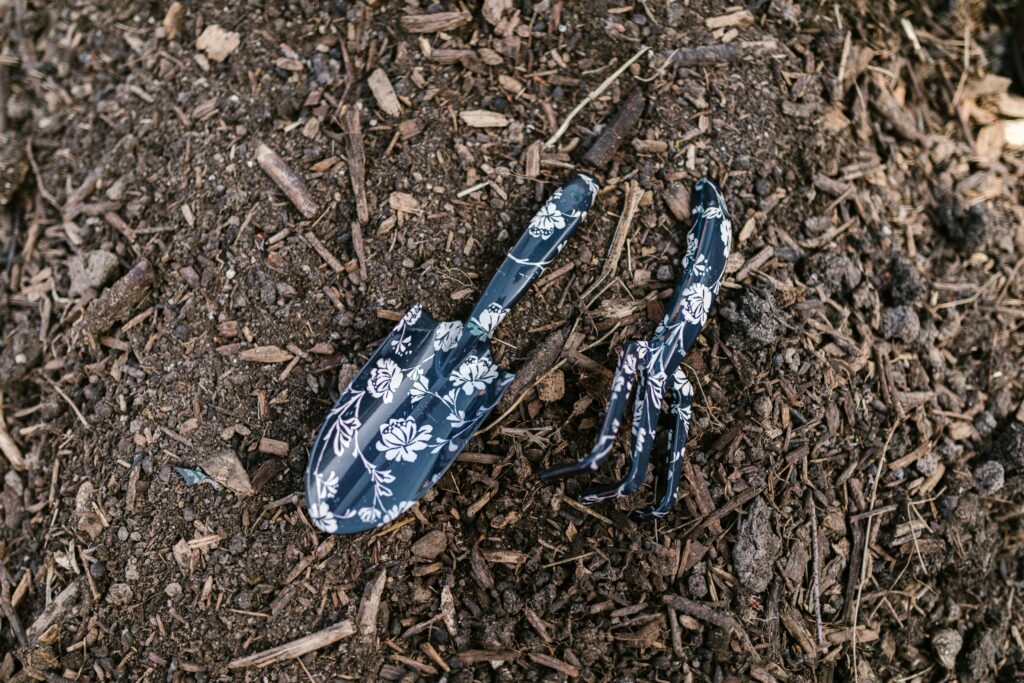 Blue and White Floral Trowel